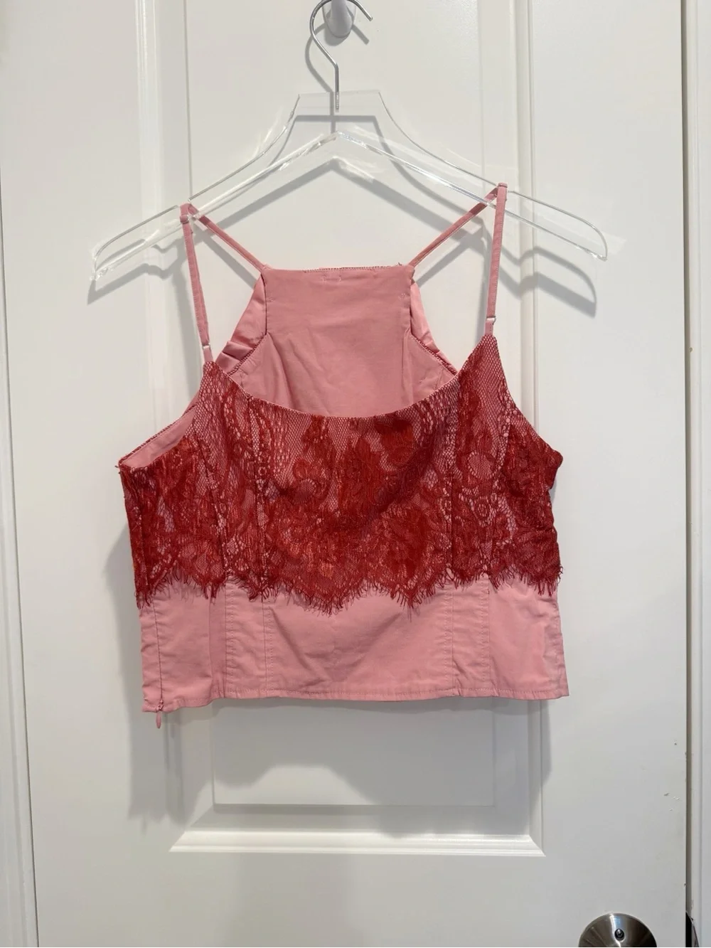 ANTHROPOLOGIE MAEVE Lace Bow Halter Tank Top in Powder Pink size Small - Picture 5 of 9